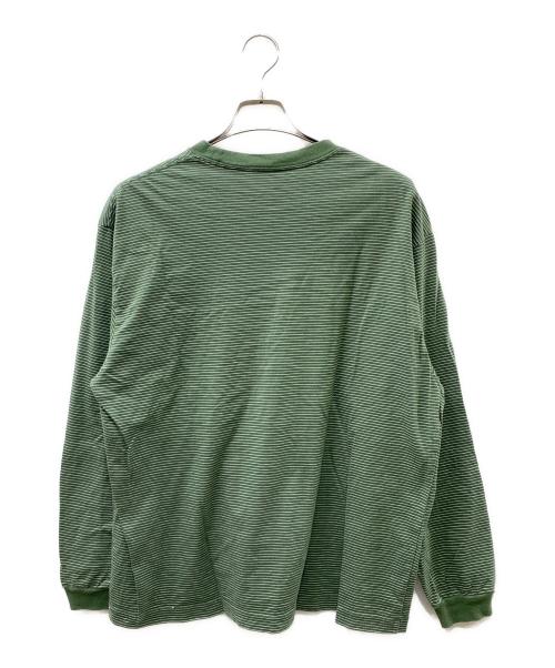 The Ennoy Professional（ザ エンノイ プロフェッショナル）THE ENNOY PROFESSIONAL (ザ エンノイ プロフェッショナル) ロゴ刺繍 ボーダー クルーネック グリーン サイズ:SIZE Mの古着・服飾アイテム