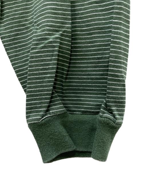 The Ennoy Professional（ザ エンノイ プロフェッショナル）THE ENNOY PROFESSIONAL (ザ エンノイ プロフェッショナル) ロゴ刺繍 ボーダー クルーネック グリーン サイズ:SIZE Mの古着・服飾アイテム