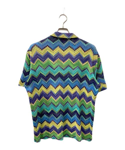 missoni（ミッソーニ）missoni (ミッソーニ) ジグザグ柄 ニットポロシャツ パープル サイズ:61の古着・服飾アイテム