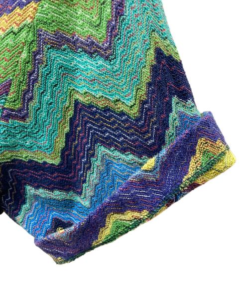 missoni（ミッソーニ）missoni (ミッソーニ) ジグザグ柄 ニットポロシャツ パープル サイズ:61の古着・服飾アイテム