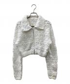 NKNITエヌニット）の古着「crochet KNIT zip cardigan」｜ホワイト