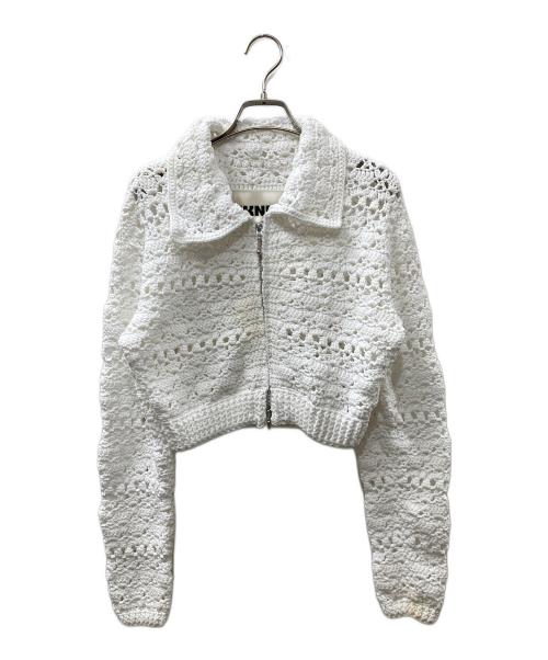 NKNIT（ンニット）NKNIT (ンニット) crochet KNIT zip cardigan ホワイト サイズ:SIZE①の古着・服飾アイテム