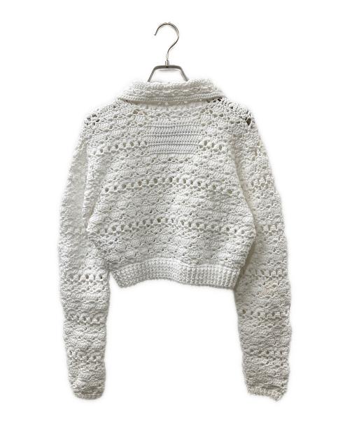 NKNIT（ンニット）NKNIT (ンニット) crochet KNIT zip cardigan ホワイト サイズ:SIZE①の古着・服飾アイテム