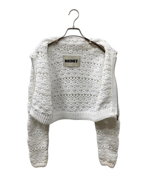 NKNIT（ンニット）NKNIT (ンニット) crochet KNIT zip cardigan ホワイト サイズ:SIZE①の古着・服飾アイテム