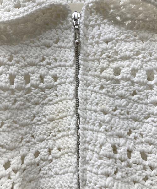 NKNIT（ンニット）NKNIT (ンニット) crochet KNIT zip cardigan ホワイト サイズ:SIZE①の古着・服飾アイテム