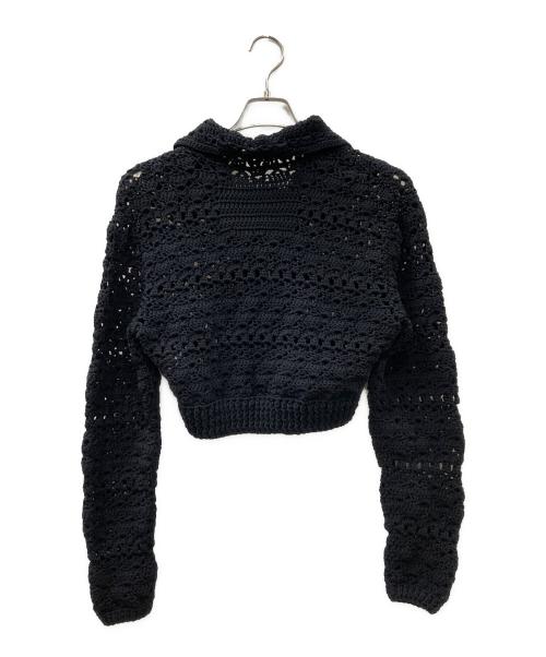 NKNIT（ンニット）NKNIT (ンニット) crochet KNIT zip cardigan/クロケットニットジップカーディガン ブラック サイズ:1の古着・服飾アイテム