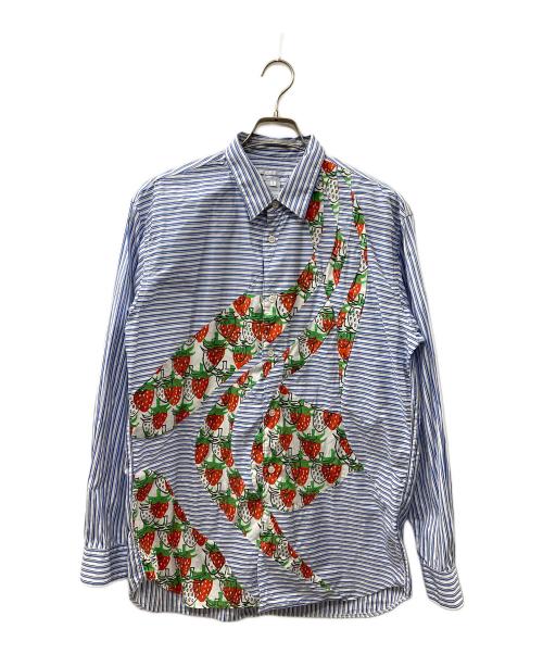 COMME des GARCONS SHIRT（コムデギャルソンシャツ）COMME des GARCONS SHIRT (コムデギャルソンシャツ) ストライプパッチワークシャツ ブルー サイズ:Lの古着・服飾アイテム