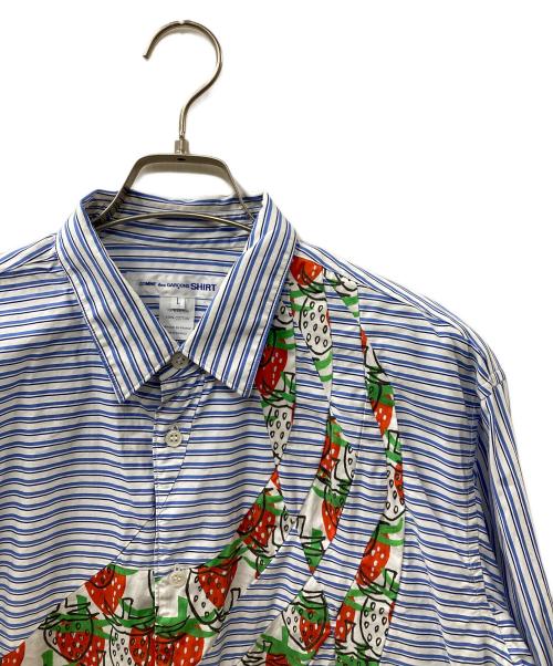 COMME des GARCONS SHIRT（コムデギャルソンシャツ）COMME des GARCONS SHIRT (コムデギャルソンシャツ) ストライプパッチワークシャツ ブルー サイズ:Lの古着・服飾アイテム