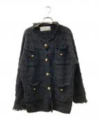 Whim Gazetteウィムガゼット）の古着「ツイードニットジャケット」｜ブラック