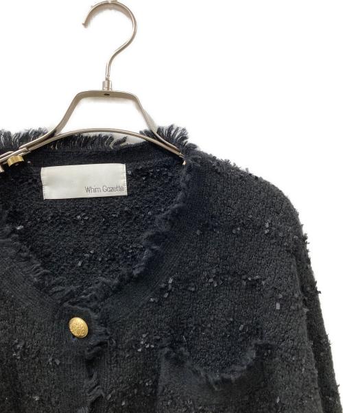 Whim Gazette（ウィムガゼット）Whim Gazette (ウィムガゼット) ツイードニットジャケット ブラック サイズ:FREEの古着・服飾アイテム