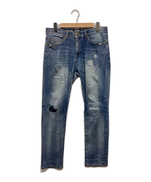 1piu1uguale3（ウノピュウノウグァーレトレ）1piu1uguale3 (ウノピュウノウグァーレトレ) NUMBER (N)INE (ナンバーナイン) リペア加工デニムパンツ ブルー サイズ:Lの古着・服飾アイテム