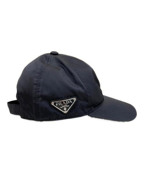 PRADA（プラダ）PRADA (プラダ) TRIANGLE LOGO BALL CAP キャップ ブラック サイズ:Mの古着・服飾アイテム