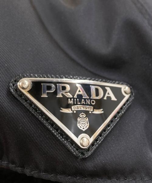 PRADA（プラダ）PRADA (プラダ) TRIANGLE LOGO BALL CAP キャップ ブラック サイズ:Mの古着・服飾アイテム