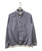 sacaiサカイ）の古着「ドローコード付きストライプコットンシャツ」｜ホワイト×ブルー
