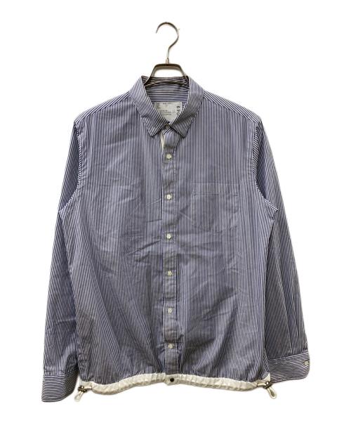 sacai（サカイ）sacai (サカイ) ドローコード付きストライプコットンシャツ ホワイト×ブルー サイズ:3の古着・服飾アイテム