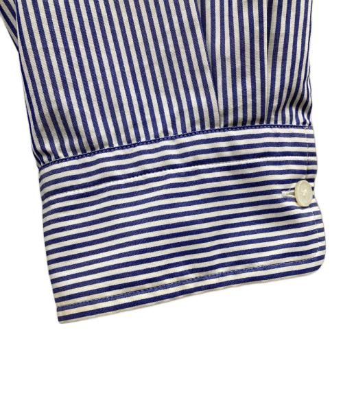 sacai（サカイ）sacai (サカイ) ドローコード付きストライプコットンシャツ ホワイト×ブルー サイズ:3の古着・服飾アイテム