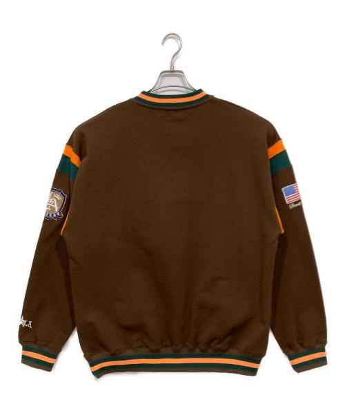 X-LARGE（エクストララージ）X-LARGE (エクストララージ) BASEBALL LOGO EMBROIDERED V NECK SWEATSHIRT ブラウン サイズ:Lの古着・服飾アイテム