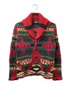 RRLダブルアールエル）の古着「ハンドニットショールカーディガン」｜レッド