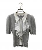 Snidelスナイデル）の古着「ラッフル刺繍ニットプルオーバー」｜ホワイト×グレー