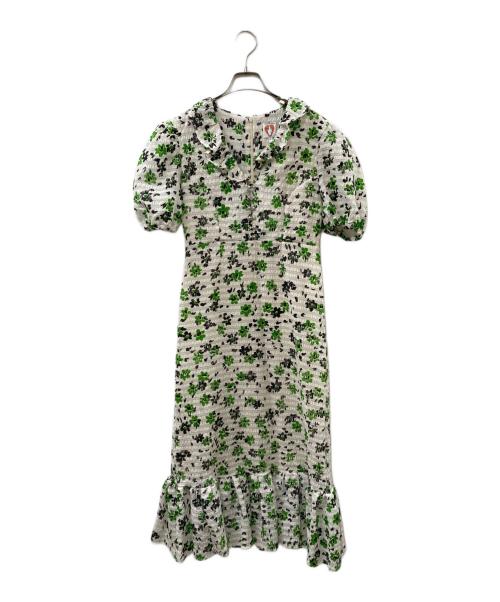 shrimps（シュリンプス）shrimps (シュリンプス) 総柄ワンピース グリーン サイズ:8の古着・服飾アイテム