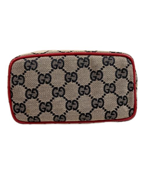 GUCCI（グッチ）GUCCI (グッチ) GGキャンバスハンドバッグ ベージュ×レッドの古着・服飾アイテム