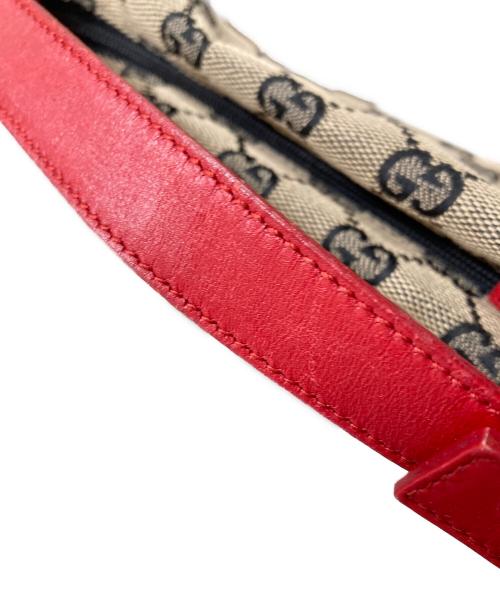 GUCCI（グッチ）GUCCI (グッチ) GGキャンバスハンドバッグ ベージュ×レッドの古着・服飾アイテム