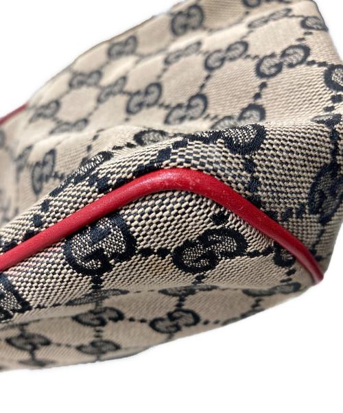 GUCCI（グッチ）GUCCI (グッチ) GGキャンバスハンドバッグ ベージュ×レッドの古着・服飾アイテム