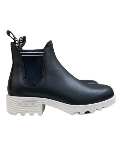 MIU MIU（ミュウミュウ）MIU MIU (ミュウミュウ) サイドゴアブーツ ブラック サイズ:34の古着・服飾アイテム