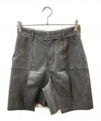 PERVERZEパーバーズ）の古着「レザーハーフパンツ」｜ブラック