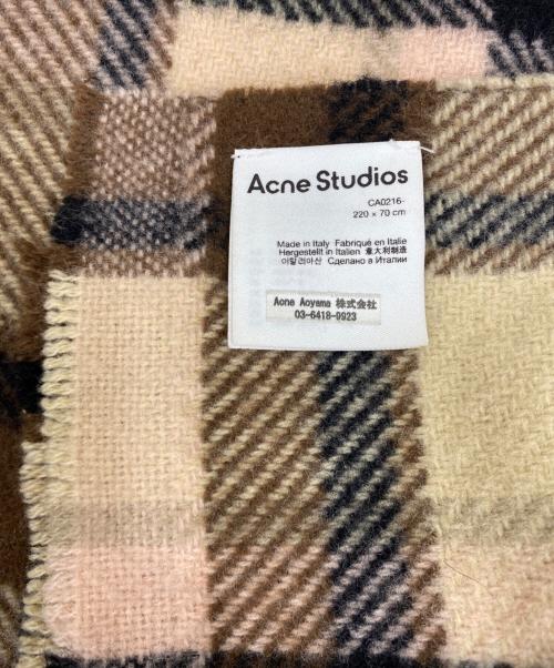 Acne studios（アクネ ストゥディオス）Acne studios (アクネ ストゥディオス) CHECK WOOL SCARF ウールマフラー ブラウンの古着・服飾アイテム