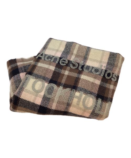 Acne studios（アクネ ストゥディオス）Acne studios (アクネ ストゥディオス) CHECK WOOL SCARF ウールマフラー ブラウンの古着・服飾アイテム
