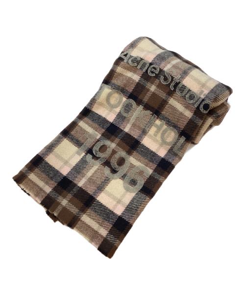 Acne studios（アクネ ストゥディオス）Acne studios (アクネ ストゥディオス) CHECK WOOL SCARF ウールマフラー ブラウンの古着・服飾アイテム