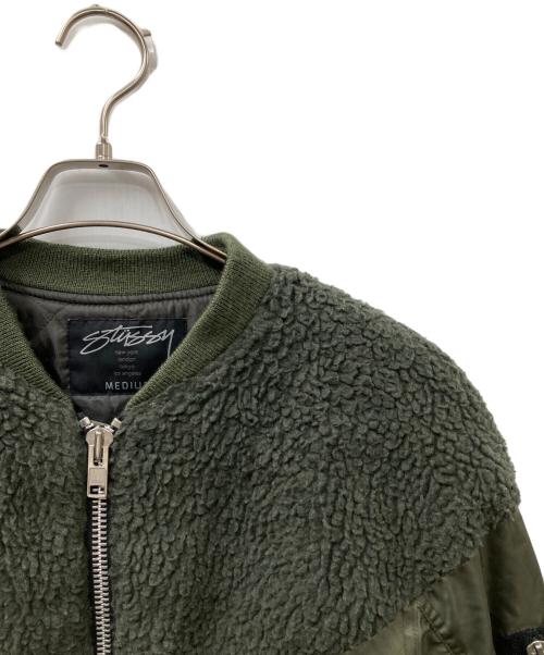 stussy（ステューシー）stussy (ステューシー) ボア付き MA-1 ロングジャケット グリーン サイズ:Mの古着・服飾アイテム