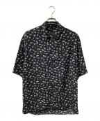 LAD MUSICIANラッドミュージシャン）の古着「DECHINE INKJET HAZED FLOWER OPEN COLLAR BIG SHIRT」｜ブラック