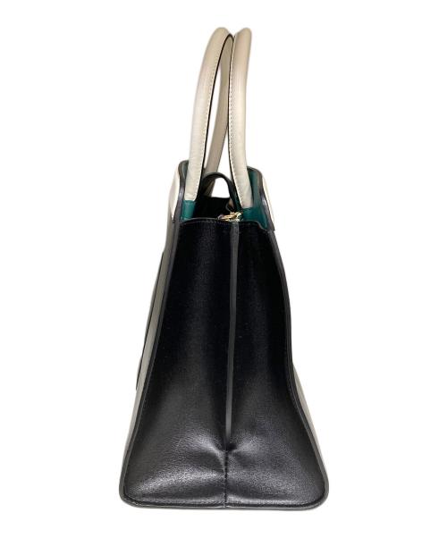 BVLGARI（ブルガリ）BVLGARI (ブルガリ) イコナ10 レザーハンドバッグ ブラック×グリーン サイズ:OneSizeの古着・服飾アイテム