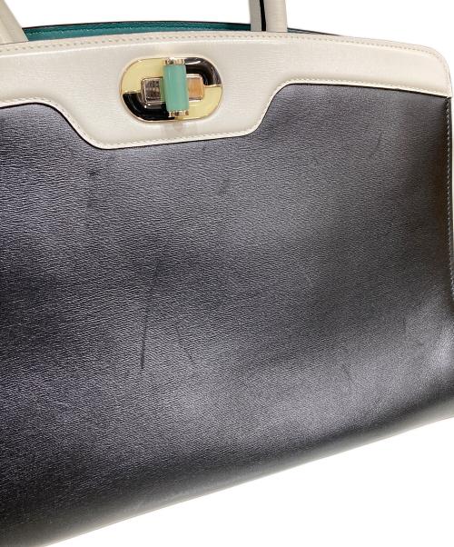 BVLGARI（ブルガリ）BVLGARI (ブルガリ) イコナ10 レザーハンドバッグ ブラック×グリーン サイズ:OneSizeの古着・服飾アイテム