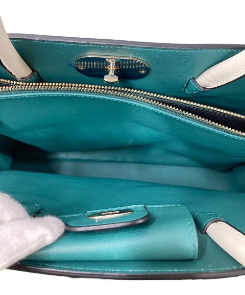 BVLGARI（ブルガリ）BVLGARI (ブルガリ) イコナ10 レザーハンドバッグ ブラック×グリーン サイズ:OneSizeの古着・服飾アイテム