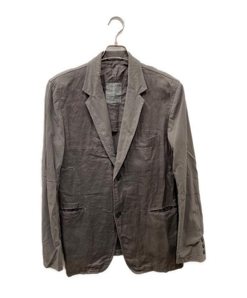Yohji Yamamoto pour homme（ヨウジヤマモト プールオム）Yohji Yamamoto pour homme (ヨウジヤマモト プールオム) リネン切替テーラードジャケット グレー サイズ:2の古着・服飾アイテム