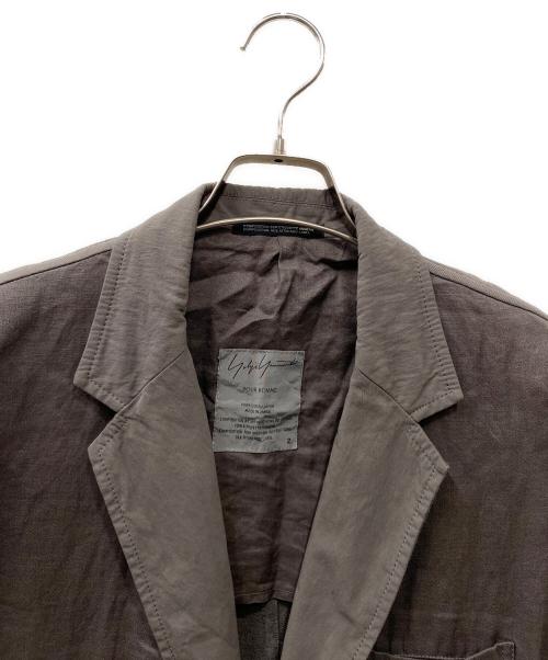 Yohji Yamamoto pour homme（ヨウジヤマモト プールオム）Yohji Yamamoto pour homme (ヨウジヤマモト プールオム) リネン切替テーラードジャケット グレー サイズ:2の古着・服飾アイテム