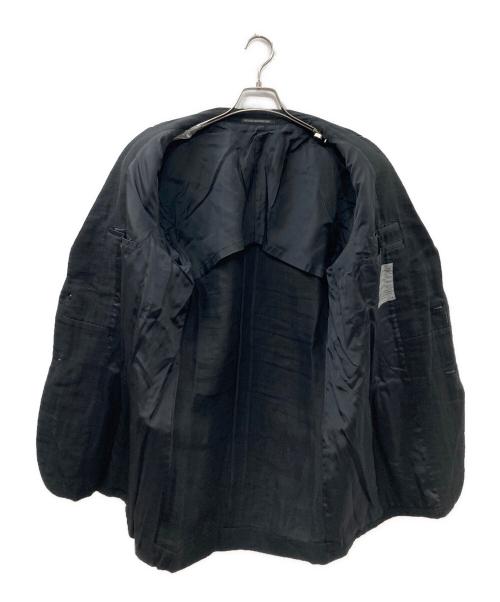 Yohji Yamamoto pour homme（ヨウジヤマモト プールオム）Yohji Yamamoto pour homme (ヨウジヤマモト プールオム) 09SS 仮縫いデザイン ヘンプジャケット ブラック×アイボリー サイズ:3の古着・服飾アイテム
