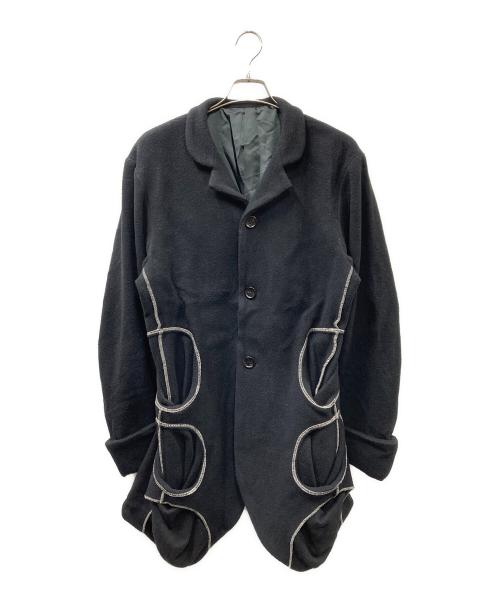 NEMETH（ネメス）NEMETH (ネメス) 立体ポケット ステッチデザイン ウールジャケット ブラック サイズ:Lの古着・服飾アイテム