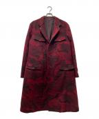 Yohji Yamamoto pour hommeヨウジヤマモト プールオム）の古着「14AW 迷彩 ジップアップミリタリー ウール ロング コート」｜レッド×ブラック