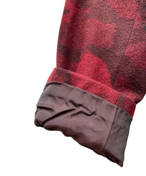 Yohji Yamamoto pour homme（ヨウジヤマモト プールオム）Yohji Yamamoto pour homme (ヨウジヤマモト プールオム) 14AW 迷彩 ジップアップミリタリー ウール ロング コート レッド×ブラック サイズ:3の古着・服飾アイテム