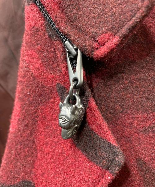 Yohji Yamamoto pour homme（ヨウジヤマモト プールオム）Yohji Yamamoto pour homme (ヨウジヤマモト プールオム) 14AW 迷彩 ジップアップミリタリー ウール ロング コート レッド×ブラック サイズ:3の古着・服飾アイテム