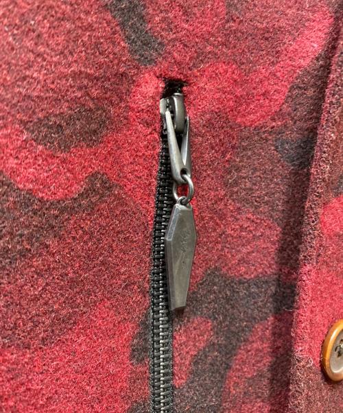 Yohji Yamamoto pour homme（ヨウジヤマモト プールオム）Yohji Yamamoto pour homme (ヨウジヤマモト プールオム) 14AW 迷彩 ジップアップミリタリー ウール ロング コート レッド×ブラック サイズ:3の古着・服飾アイテム