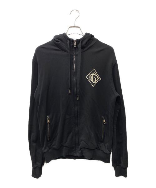 DOLCE & GABBANA（ドルチェ＆ガッバーナ）DOLCE & GABBANA (ドルチェ＆ガッバーナ) DG刺繍ワッペンジップアップスウェットパーカー ブラック サイズ:SIZE 48の古着・服飾アイテム