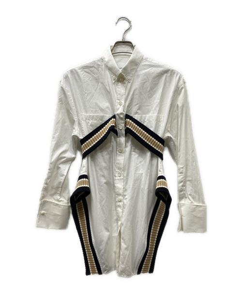 BURBERRY（バーバリー）BURBERRY (バーバリー) Optic Cricket Stripe Rib Knit Oversized Shirt ホワイト サイズ:4の古着・服飾アイテム