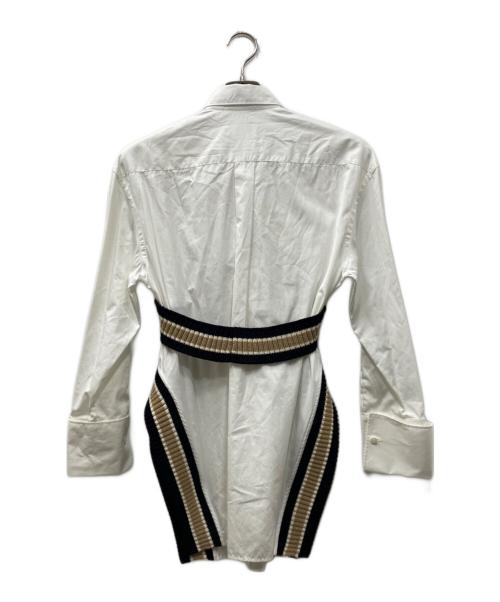 BURBERRY（バーバリー）BURBERRY (バーバリー) Optic Cricket Stripe Rib Knit Oversized Shirt ホワイト サイズ:4の古着・服飾アイテム