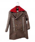 BURBERRYバーバリー）の古着「チェック切替ダブルコート」｜ベージュ