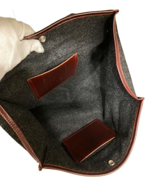 Y's（ワイズ）Y's (ワイズ) レザー切替ウールリュック グレー×ブラウン サイズ:OneSizeの古着・服飾アイテム